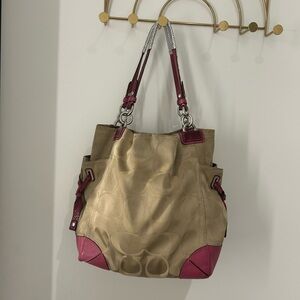 Coach Beige and Pink Tote Bag